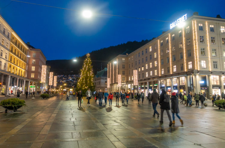 Bergen Norge - Torgallmenningen i Bergen sentrum