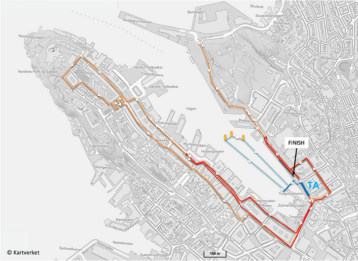 Løypekart for Triathlon World Cup i Bergen 2022